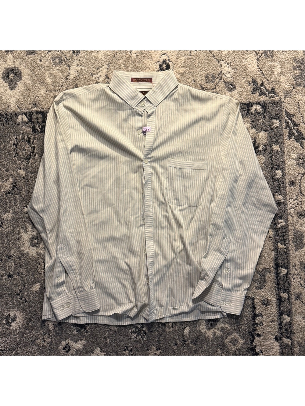 Sergio Valente Men's Long Sleeve Button-Up Shirt Large Striп